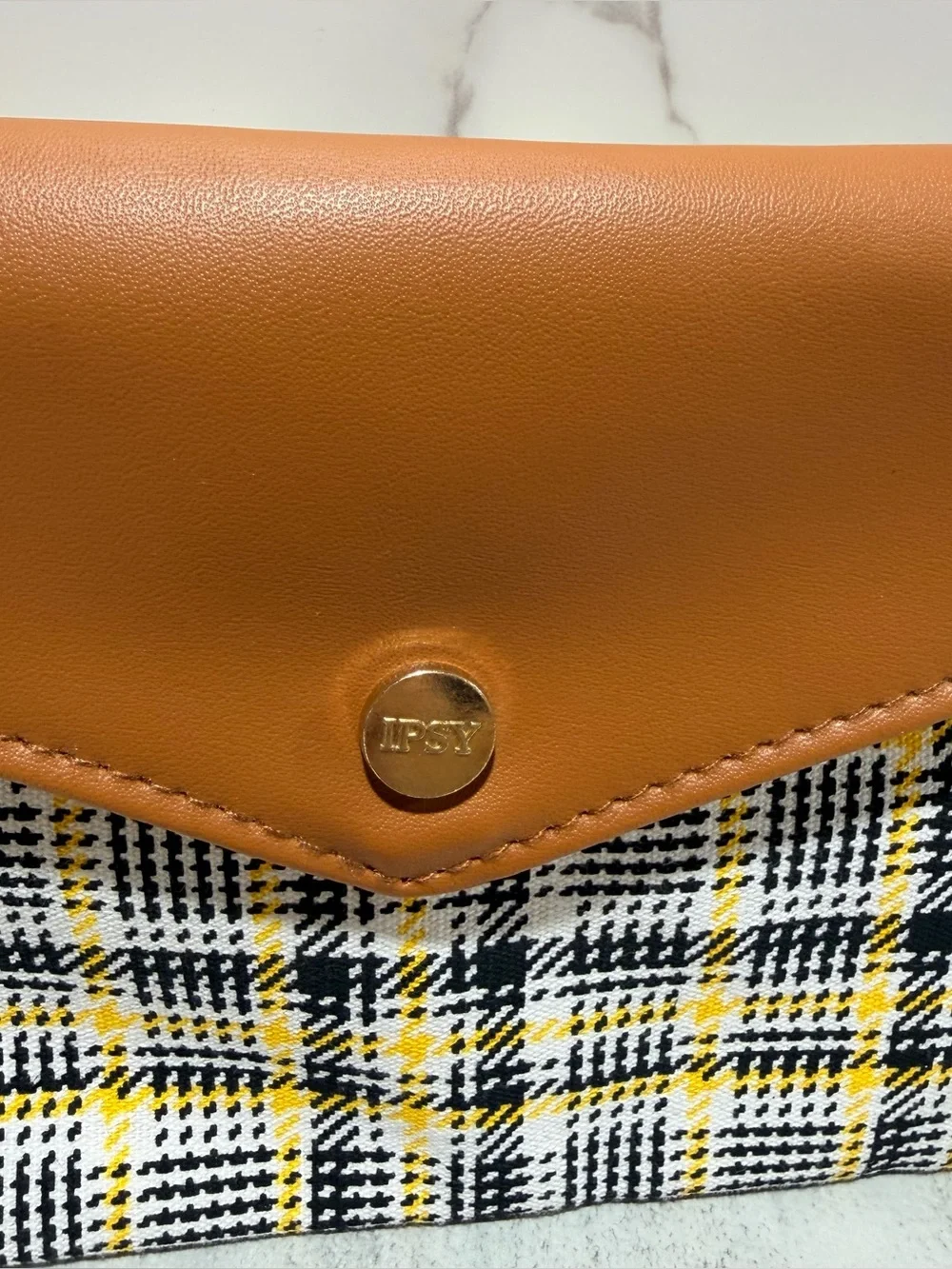 Ipsy y2k Tan and Yellow Plaid Envelope Clutch - Women's Bag
